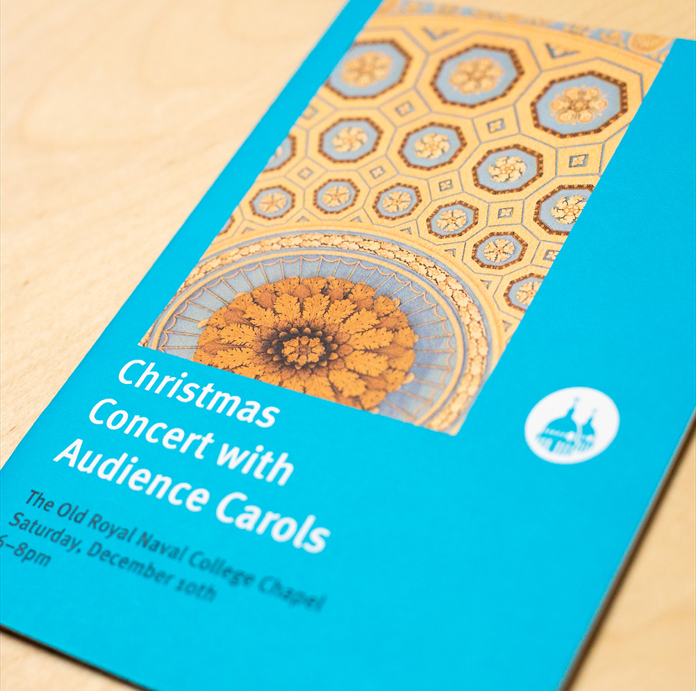 photo of the program for the Old Royal Naval College Chapel Chritmas Concert with audience carols